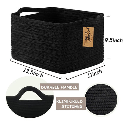 COMFY-HOMI Storage Basket for Shelves, Woven Baskets for Storage, Cotton Rope Basket,Toy Storage