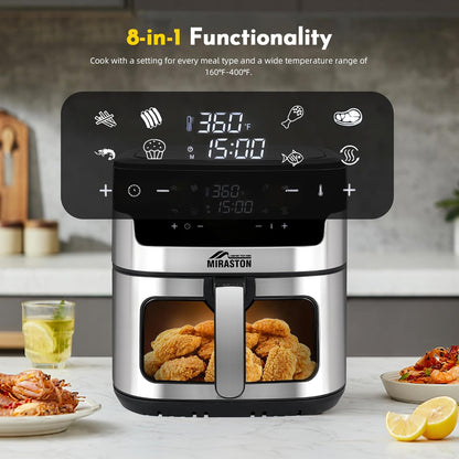 8.5QT Air Fryer, Family Size Digital Air Fryers, Nonstick Square Basket, Smart Touchscreen with