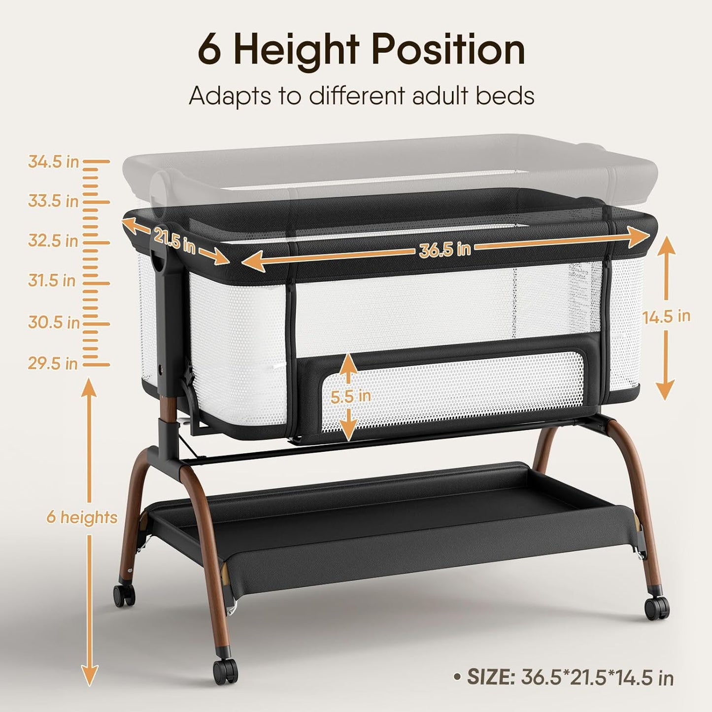 Baby Bassinet Bedside Crib, 3-in-1 Baby Bassinet Bedside Sleeper with Mattress and Soft, Breathable