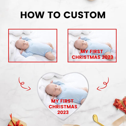 Personalized Christmas Ornaments 2025, Double-Side Custom Christmas Ornament, Heart Ceramic Photo