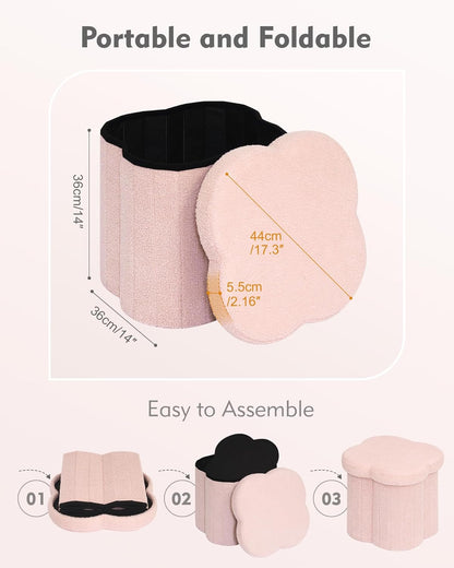 B FSOBEIIALEO Storage Ottoman Cube, Flowers Shaped Ottomans with Storage Foot Stool Footrest