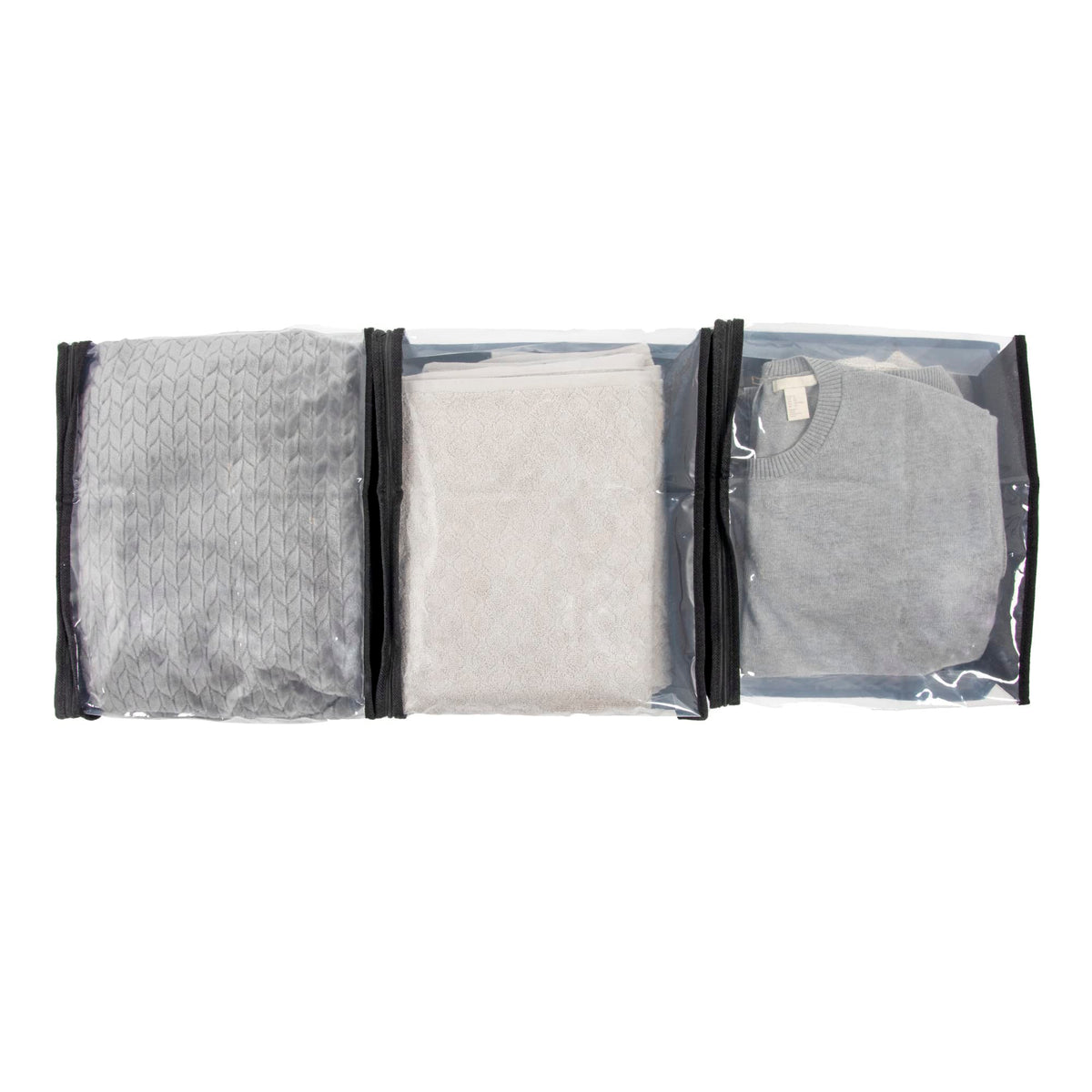 Household Essentials Under Bed Zippered Sweater Storage Bags with Clear Vision Panel, Set of 3