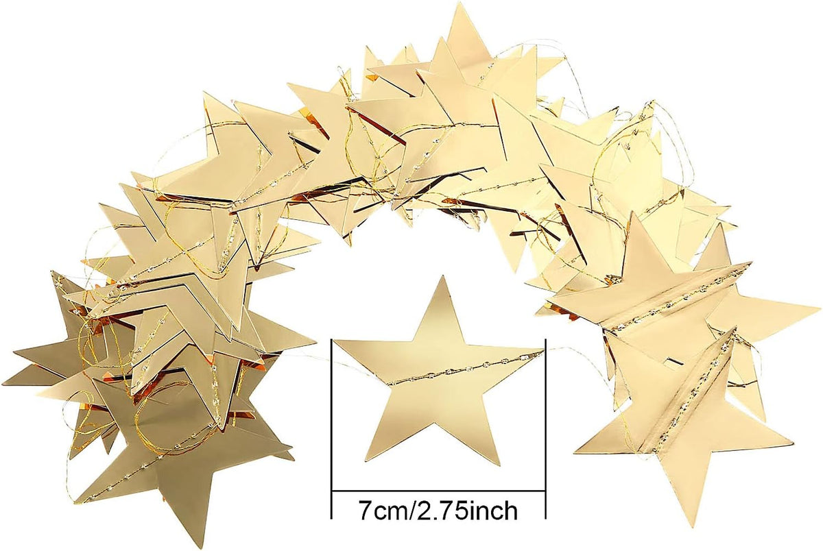 Patelai Glitter Star Garland Banner Decor 130 Feet Star Hanging Bunting Banner Twinkle Backdrop for