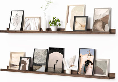 Heimlove Picture Ledge Shelf, Floating Shelves Set of 2, 56 Inches Picture Shelf for Wall with