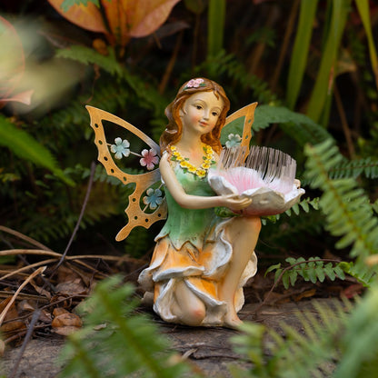 Fairy Decor Solar Outdoor Statues, Fairy Garden Accessories for Outside Garden Gifts,Resin