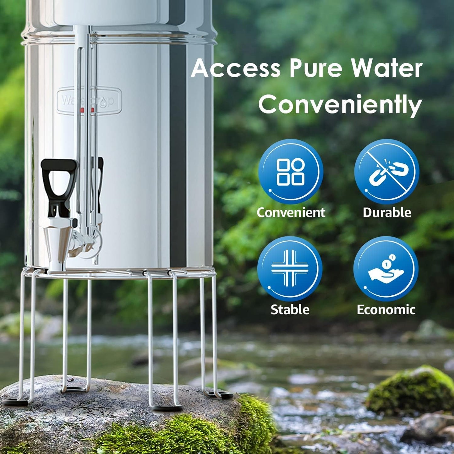 Waterdrop Water Filter Stainless Steel Stand, with Rubberized Non-Skid Feet, Replacement for
