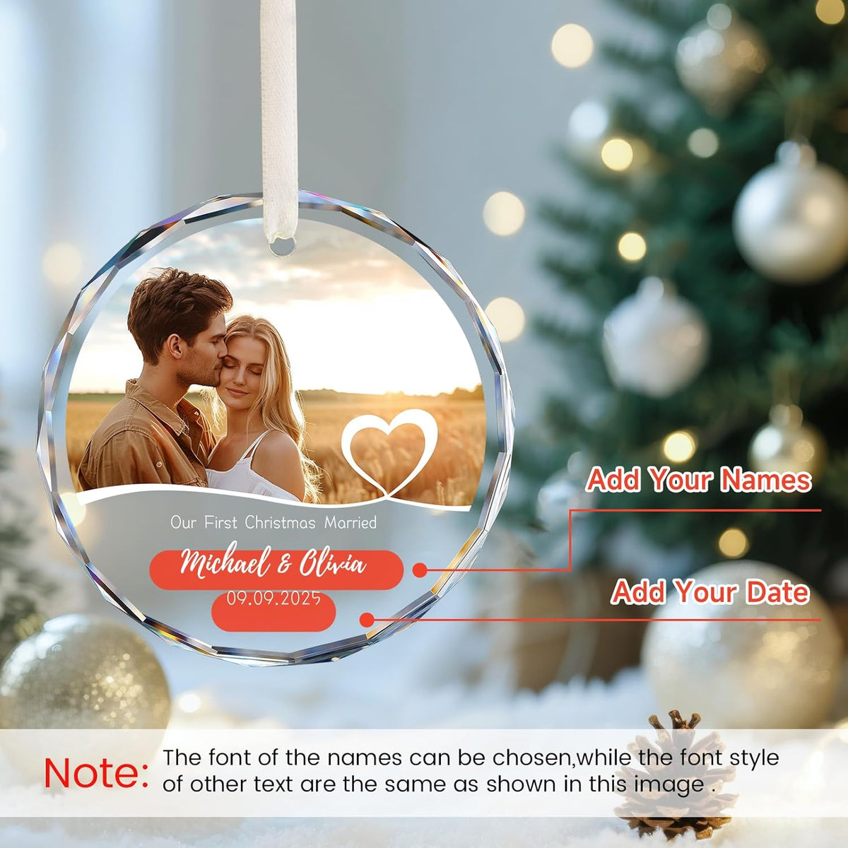 Personalized First Christmas Engaged Ornaments, Engagement Gifts for Couples 2025, Bride to be