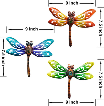 wotieuns Metal Dragonfly Wall Decoration, Garden Fence Outdoor Wall Art, Outdoor Wall Decoration