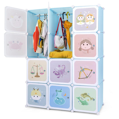INFANS Children Wardrobe, Kid Closet Portable Baby Dresser Cute for Kids Bedroom Nursery Armoire