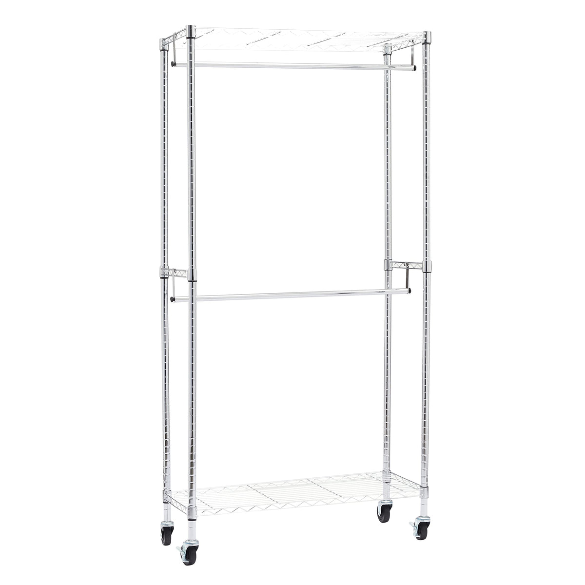 Amazon Basics Adjustable Clothes Rack for Handing, Double Hanging Rod Garment Rolling Closet