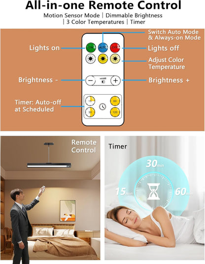 Rechargeable Motion Sensor Ceiling Light, Full Metal Pendant Lights, Battery Operated LED Closet
