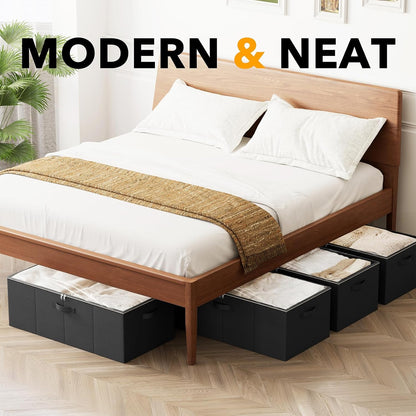 SpaceAid 4 Pack 10" High Under Bed Storage Containers, Large Underbed Storage Organizer Bins with