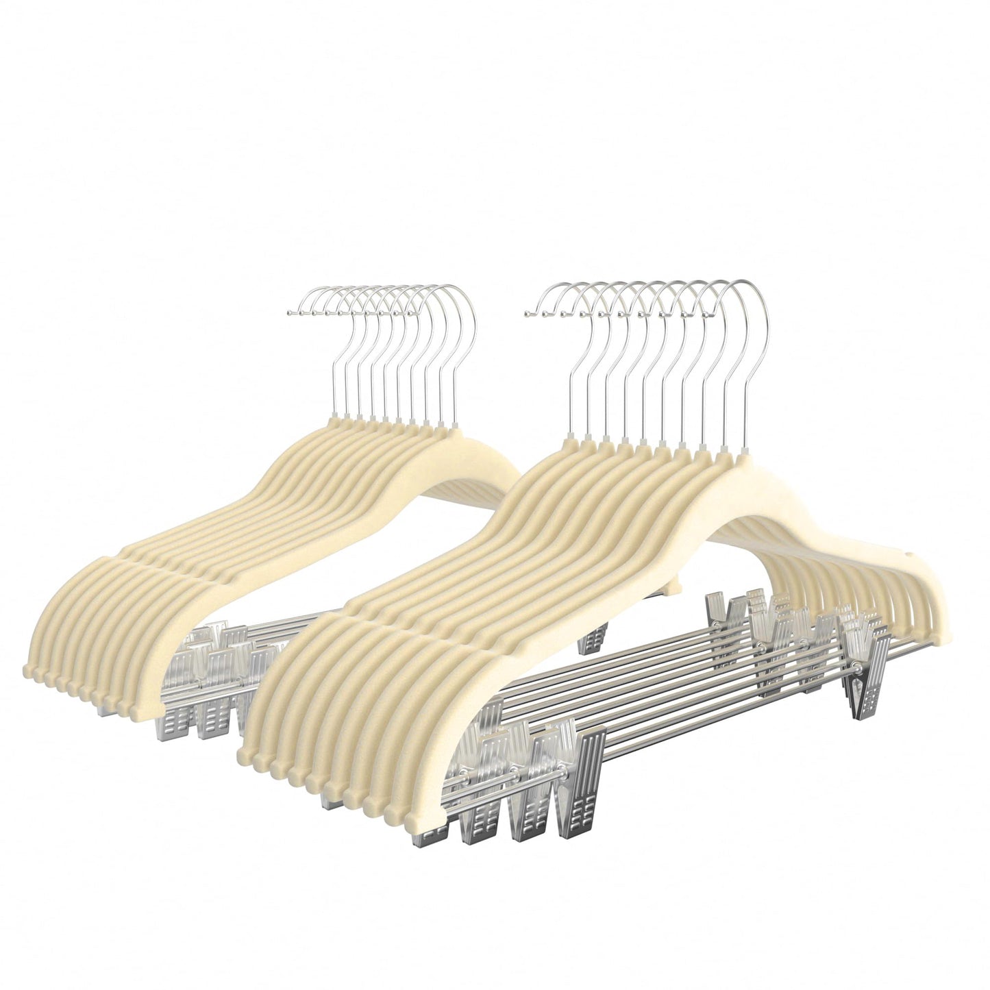 VECELO 20 Pack Velvet Clothes Hangers with Adjustable Clips,Heavy-Duty Non Slip & Space-Saving with