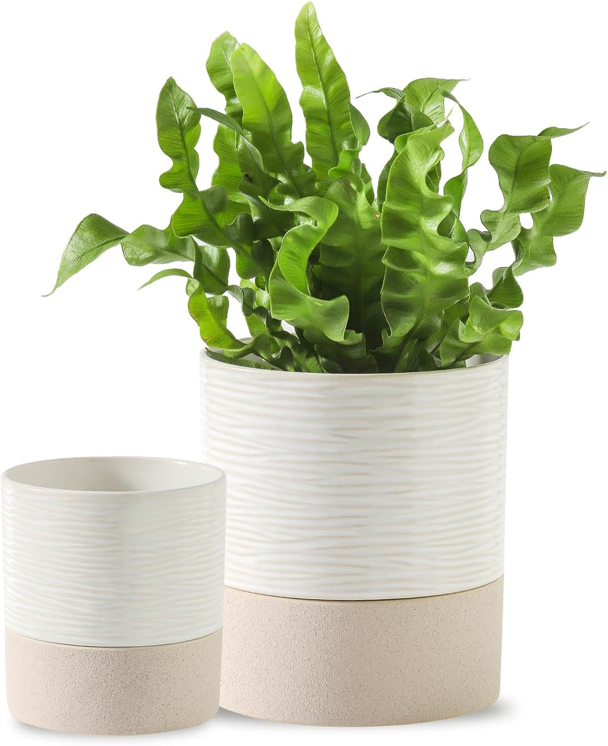 Nihow Self Watering Plant Pot for Indoor Plants: 4.5+6 Inch Ceramic Planter with Drainage Hole &