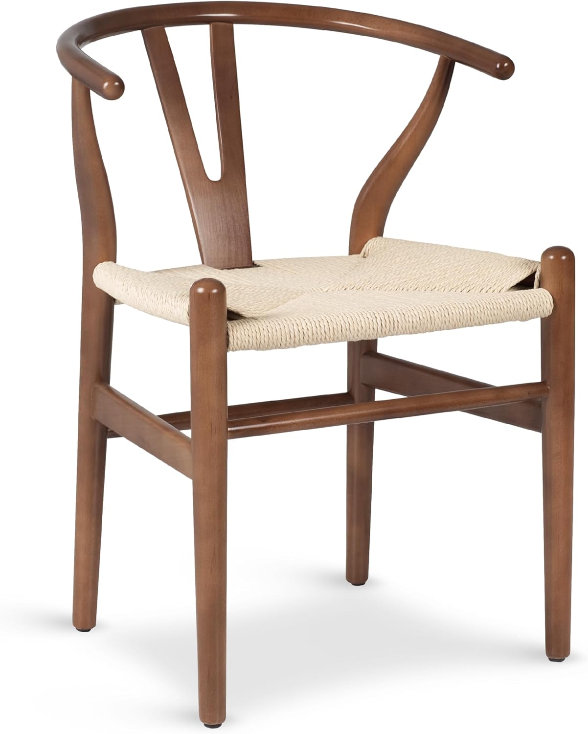 POLY & BARK Weave Dining Chair – Mid-Century Modern Wishbone Dining Chair with Arms, Solid Wood