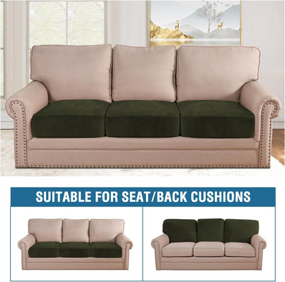 H.VERSAILTEX Velvet Stretch Couch Cushion Cover Plush Cushion Slipcover for Chair Loveseat Sofa