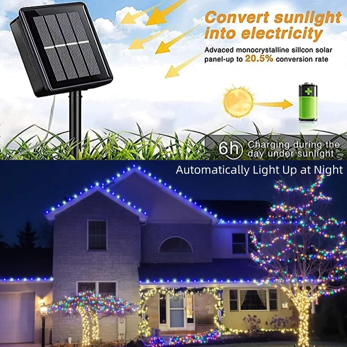 YEGUO Solar Rope Lights Outdoor Waterproof LED, 2 Pack Each 33ft 100 LED String Lights Outdoor