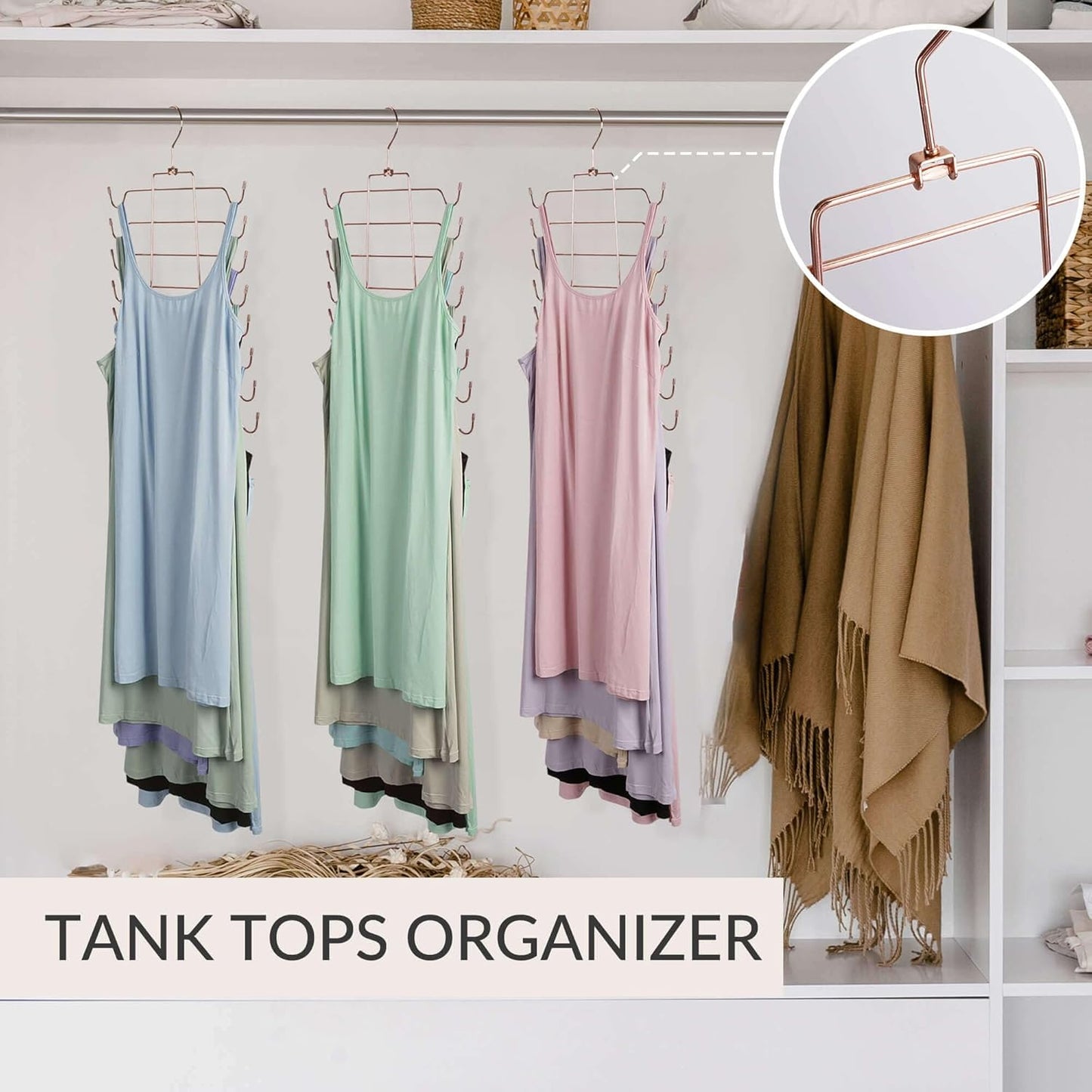 ZEDODIER 3 Pack Tank Top Hanger, Space Saving Bra Hangers, Non-Slip Hanging Sport Bras Holder