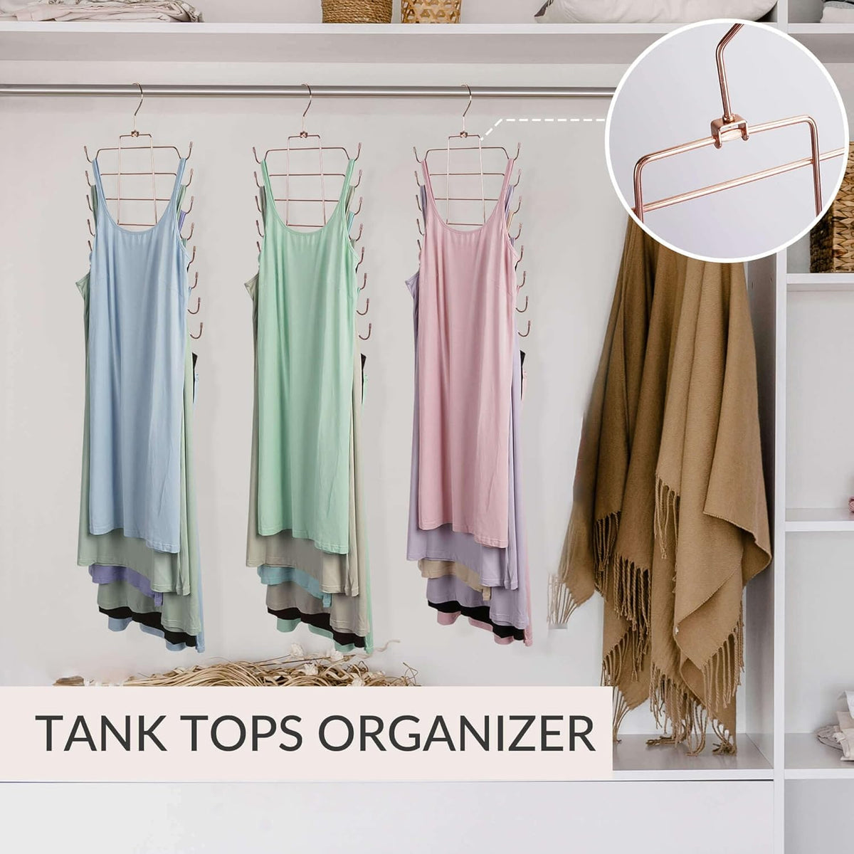 ZEDODIER 3 Pack Tank Top Hanger, Space Saving Bra Hangers, Non-Slip Hanging Sport Bras Holder