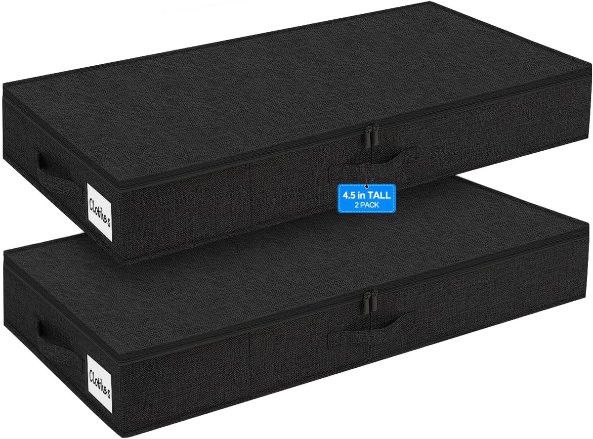 punemi Under Bed Storage Containers, 4.5 Inches Tall Low Profile Underbed Clothes Storage Organizer