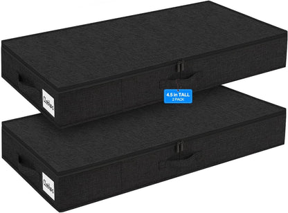 punemi Under Bed Storage Containers, 4.5 Inches Tall Low Profile Underbed Clothes Storage Organizer