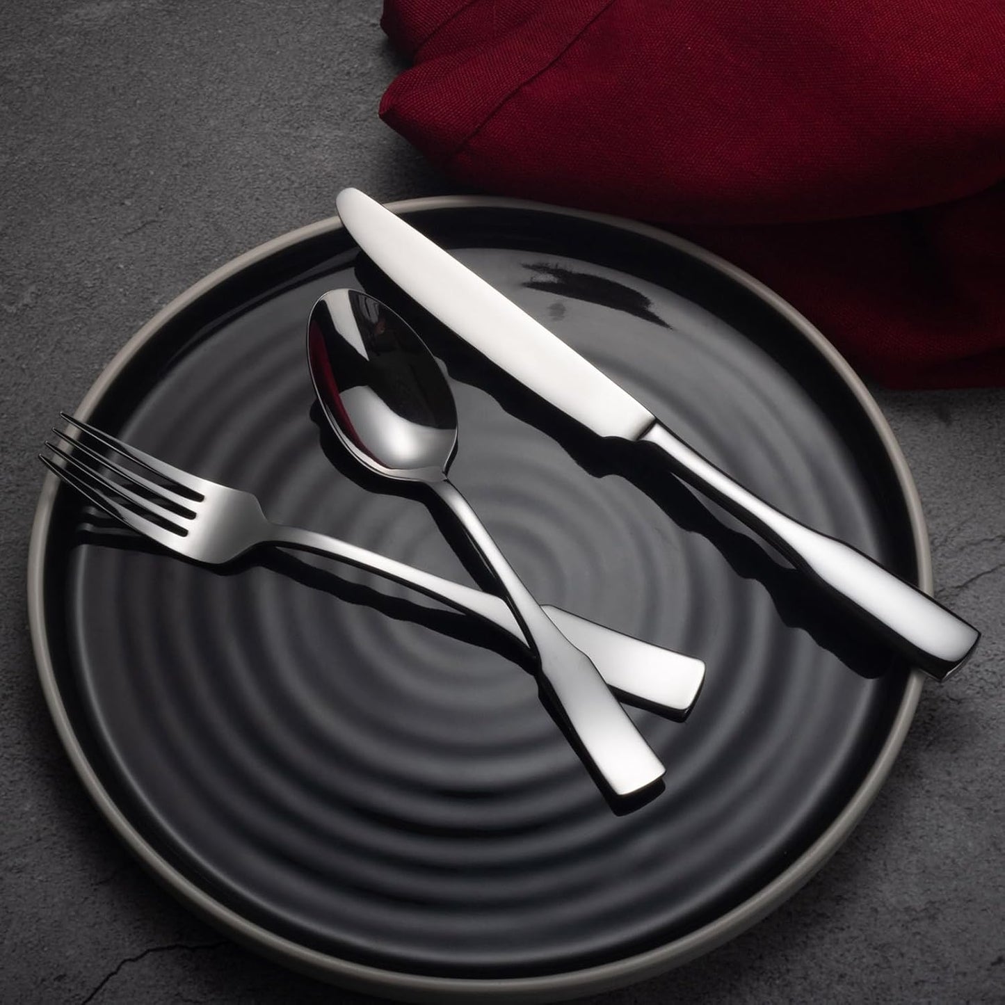 Alata Kate 40-Piece Silverware Set,Service for 8,Stainless Steel Flatware Set,Mirror Polished