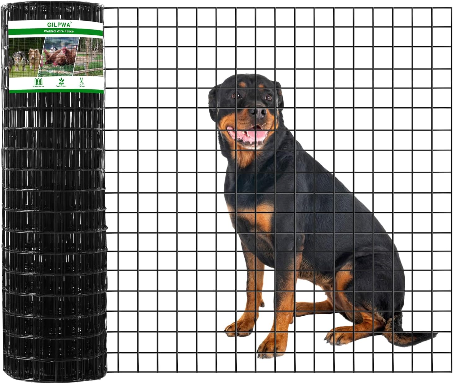 Wire Fence, 36 in(H) X 50 ft(L) PVC Coated Welded Wire Fencing 2" X 2" 16GA Garden Border Vinyl