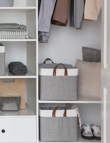 StorageWorks Storage Bins, Fabric Storage Bins for Shelves, Large Storage Baskets with Metal Frame