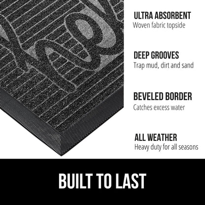 GORILLA GRIP 100% Waterproof All-Season WeatherMax Doormat, US Designed Natural Rubber, Stain and