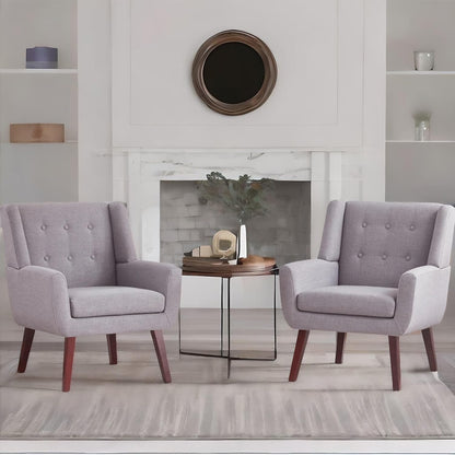 HUIMO Button-Tufted Accent Chairs Set of 2,Upholstered Reading Living Room Chair,Mid Century Modern