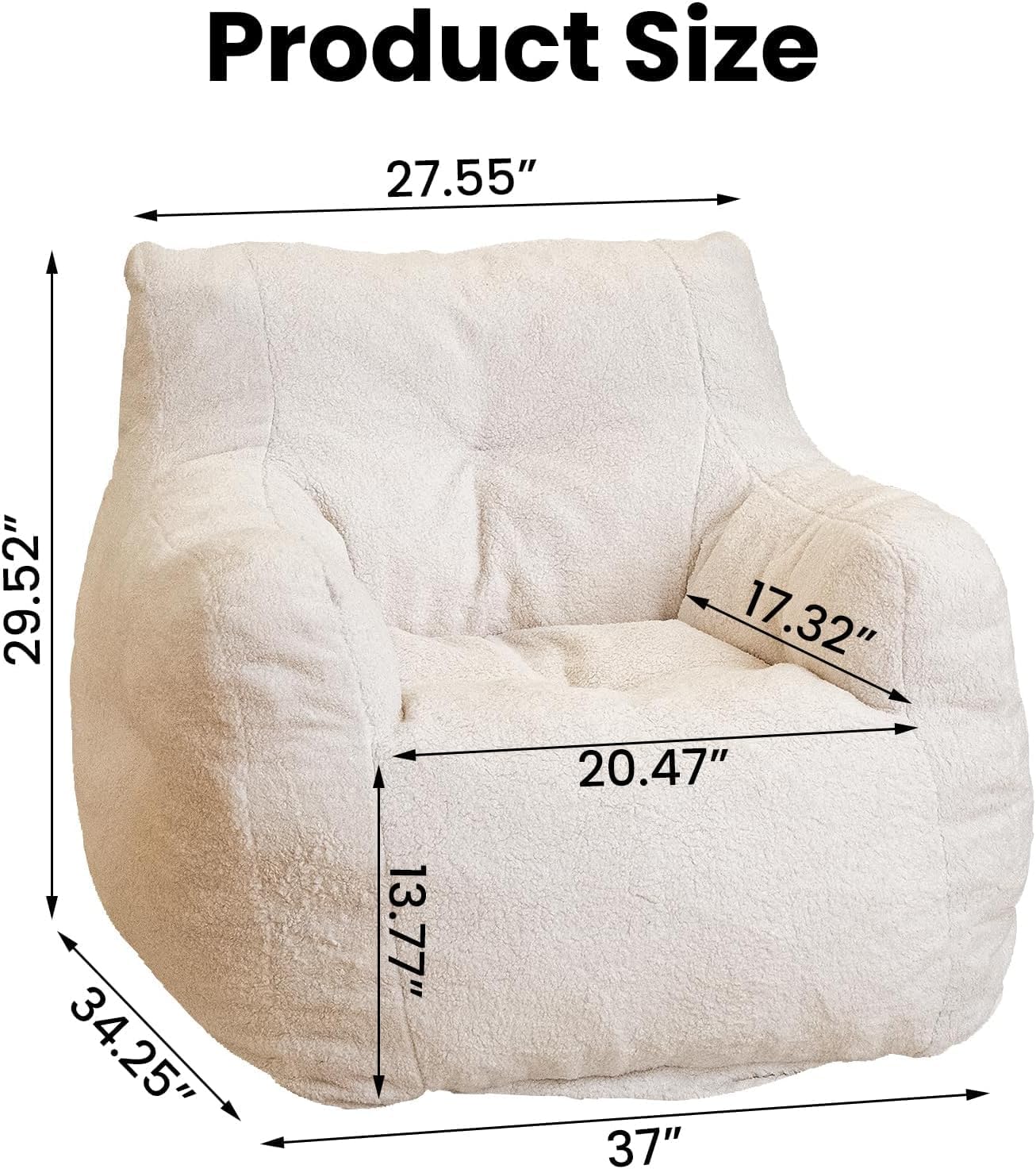 Recaceik Bean Bag Chairs, Tufted Soft Stuffed with Filler, Fluffy and Lazy Sofa, Imperial Lounger