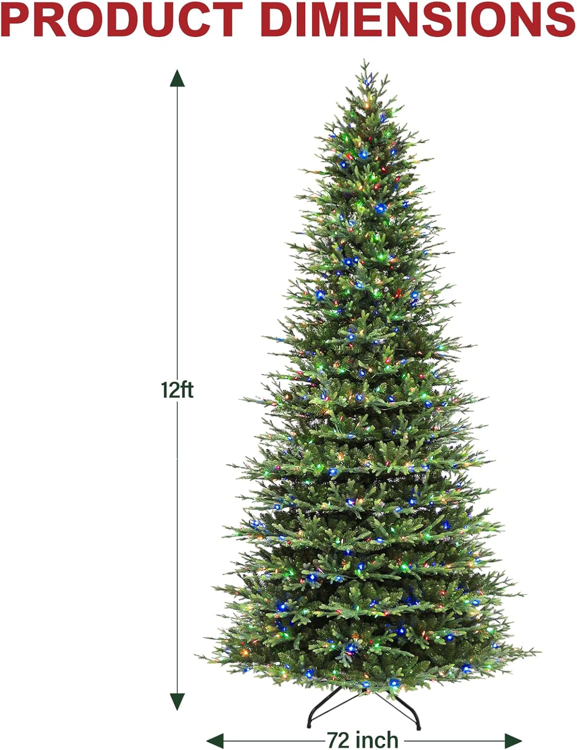 Hykolity 12 ft Prelit Christmas Tree, Artificial Christmas Tree wth 850 Color Changing LED Lights