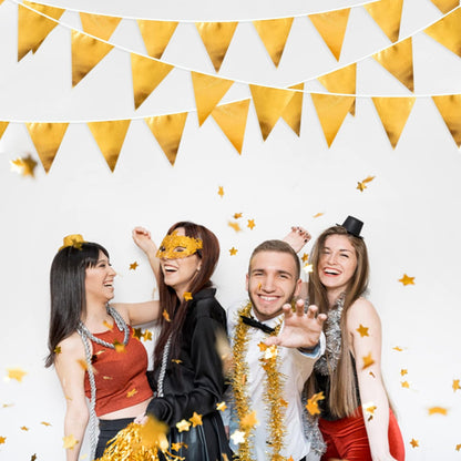 Gold Party Decorations Metallic Fabric Triangle Pennant Banner Gold Flag Bunting Garland for