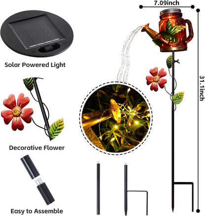 Solar Watering Can Light, Yard Outdoor Decor Lights, IP65 Waterproof, Hanging Hummingbird Garden