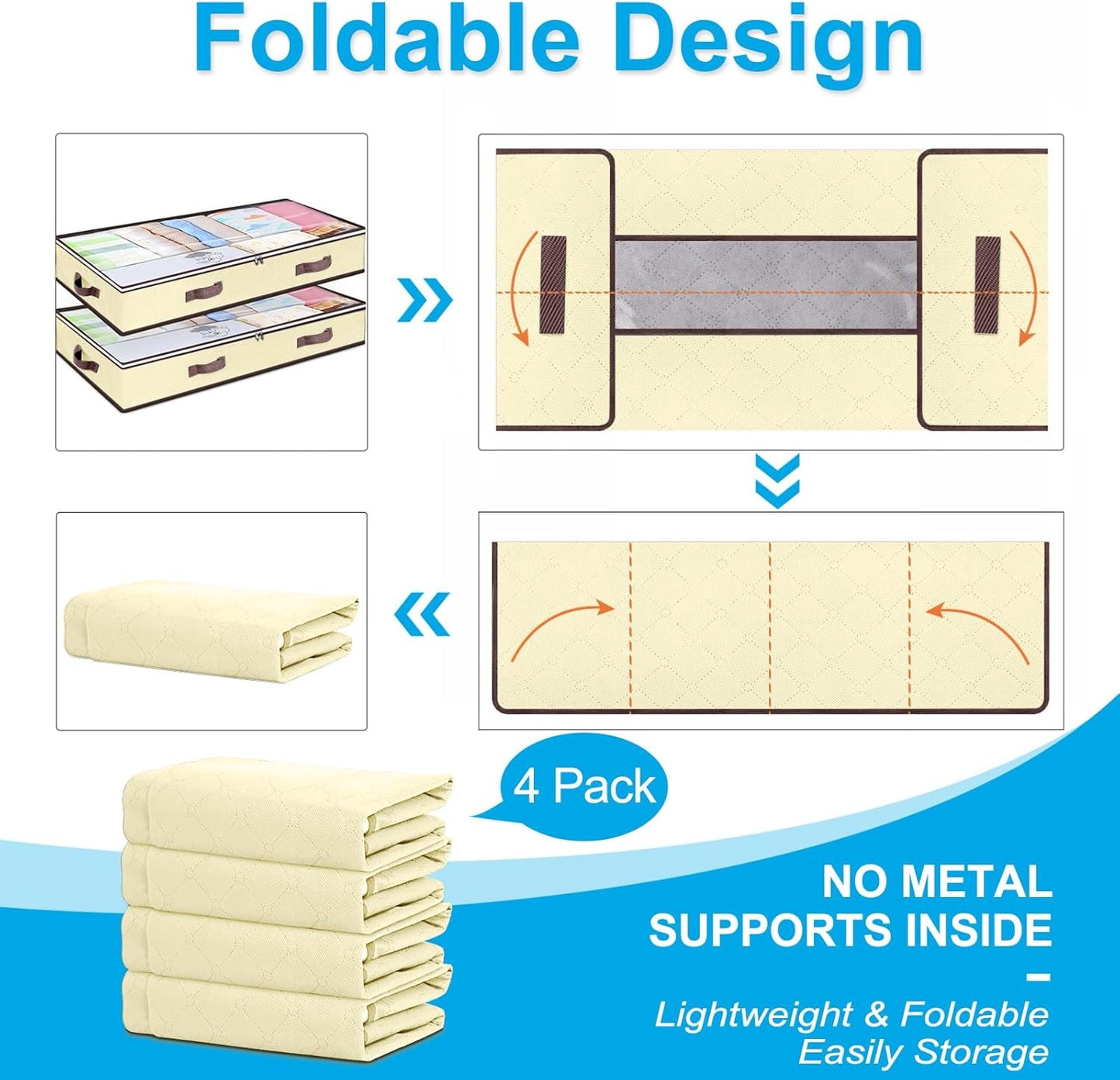 90L Under Bed Storage Containers, Closet Organizers and Storage Bins, Foldable Underbed Storage