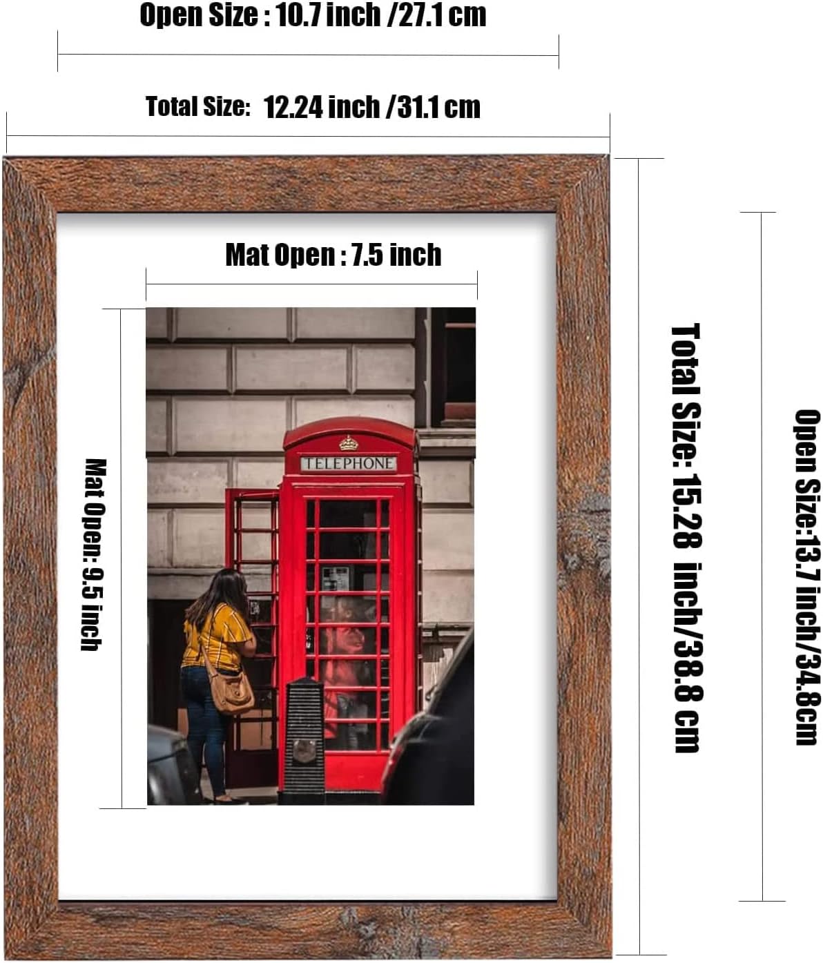 11x14 Picture Frame Set of 6, Display Pictures 8x10 with Mat or 11x14 Without Mat for Wall