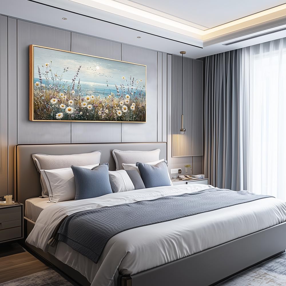 PHAOHUAXM Wall Decor For Living Room Wall Art For Bedroom Office Decorations Blue Ocean Paintings