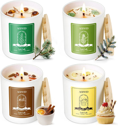 AOOVOO Winter Candles Set for Women - 4 Pack Candles for Home Scented, Aromatherapy Candle with
