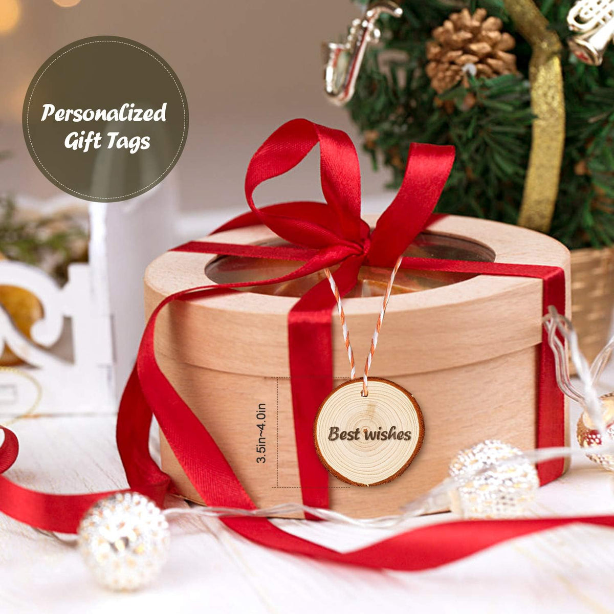 5ARTH Natural Wood Slices - 30 Pcs 3.5-4 inches Craft Unfinished Wood kit Predrilled with Hole