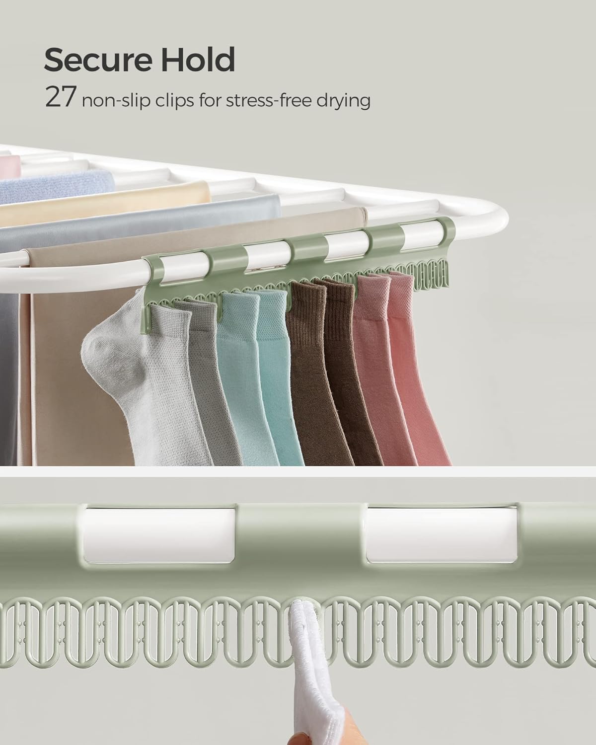 SONGMICS Clothes Drying Rack, Foldable 2-Level Laundry Drying Rack, Free-Standing Laundry Airer
