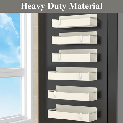 6 Pack Magnetic Spice Rack Organizer for Refrigerator and Oven, Cream White Fridge Organizers and