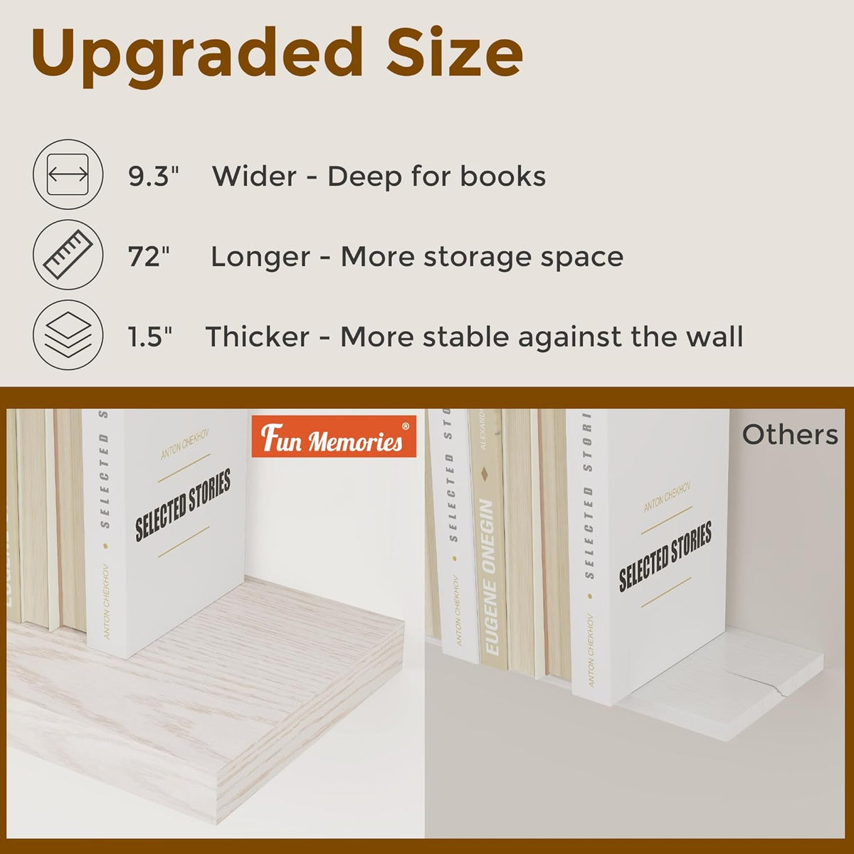 72 Inch Floating Shelves, 72 x 9 Rustic Wooden Fireplace Mantel, 9 Inch Floating Shelf for Wall