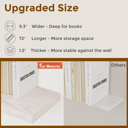 72 Inch Floating Shelves, 72 x 9 Rustic Wooden Fireplace Mantel, 9 Inch Floating Shelf for Wall