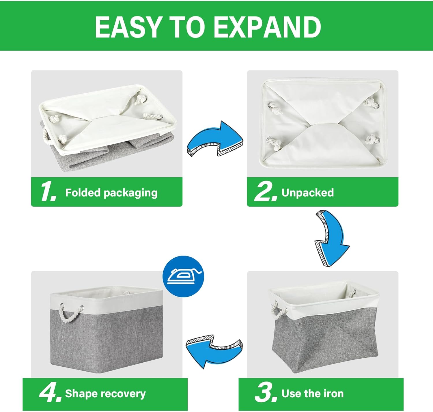 Bidtakay Large Storage Baskets for Organizing 3-Pack Fabric Closet Organizers Storage Bins with
