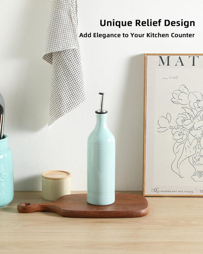 Sweejar Large Ceramic Olive Oil Dispenser Bottle, Opaque Oil Cruet Protects to Reduce Oxidation