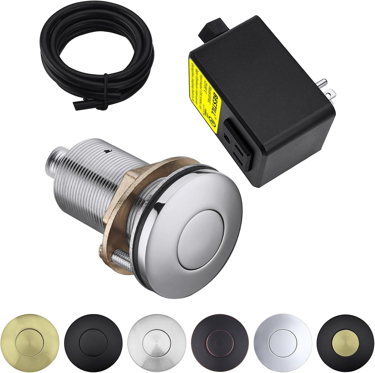 BESTILL Garbage Disposal Air Switch Kit - UL Listed, Brass 2.95" Short Sink Top On/Off Switch