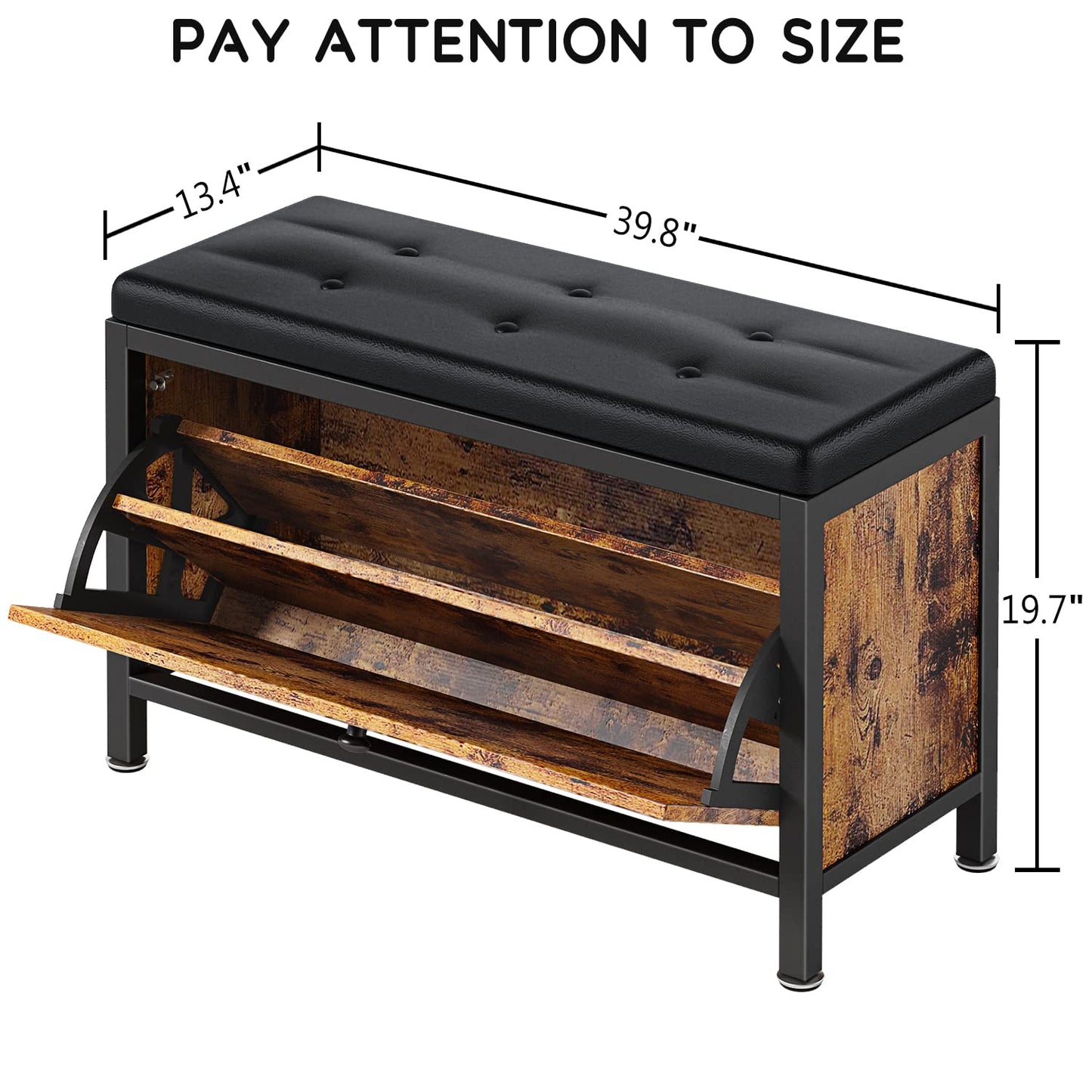 Mostmahes 8-10 Pairs Shoe Storage Bench with Hidden Shoe Rack, Entryway Bench Seat with Shoe