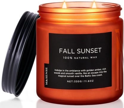 M&SENSE Baltic Amber Scented Candle, 11.6oz Clean Natural Soy Wax Non Toxic Up to 70 Hours Burn