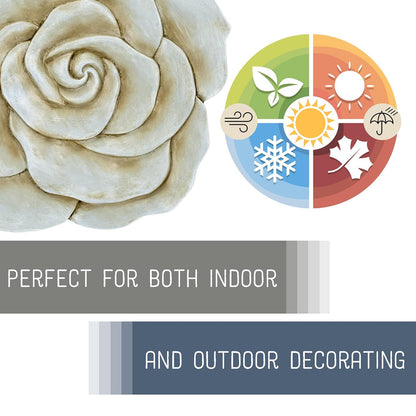 NAT & Jules Rose Flower Shaped Dimensional Indoor Outdoor 12 inch Cast Resin Decorative Garden