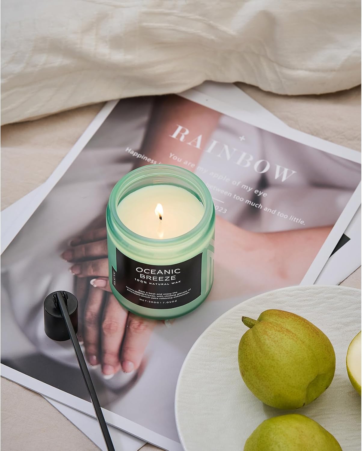 M&SENSE Candle Oceanic Breeze Scented Candle, Long Lasting Pineapple & Mango Scented Natural Soy